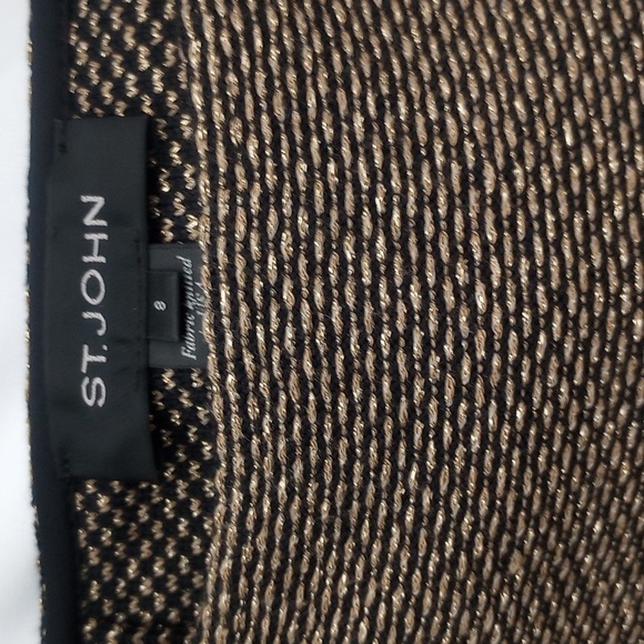 ST. JOHN Black/ Gold Wool and Metallic Pencil Skirt - Picture 1 of 13